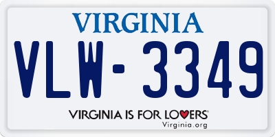 VA license plate VLW3349