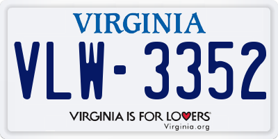 VA license plate VLW3352