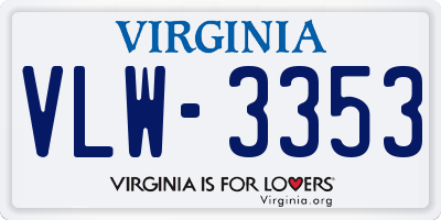 VA license plate VLW3353