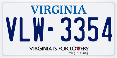 VA license plate VLW3354