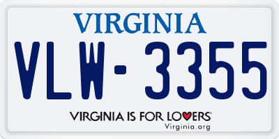 VA license plate VLW3355