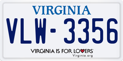 VA license plate VLW3356