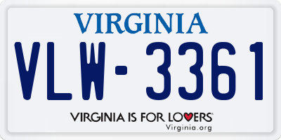 VA license plate VLW3361