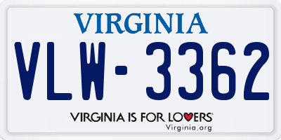 VA license plate VLW3362