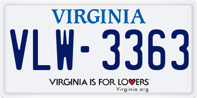 VA license plate VLW3363