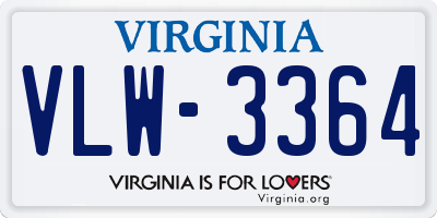 VA license plate VLW3364