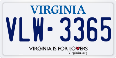 VA license plate VLW3365