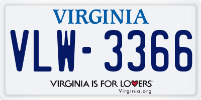 VA license plate VLW3366