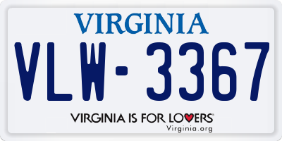 VA license plate VLW3367