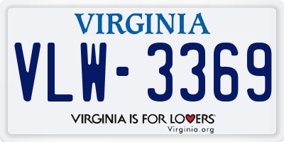 VA license plate VLW3369