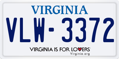 VA license plate VLW3372