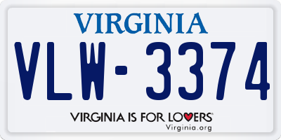 VA license plate VLW3374