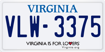 VA license plate VLW3375