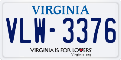 VA license plate VLW3376