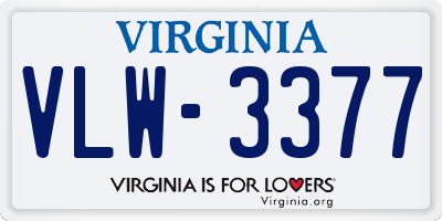 VA license plate VLW3377