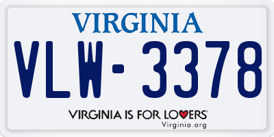 VA license plate VLW3378