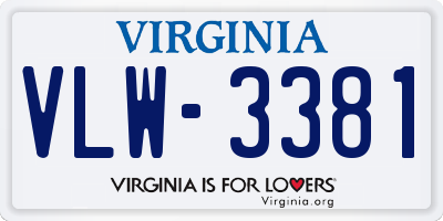 VA license plate VLW3381