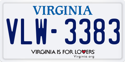 VA license plate VLW3383