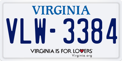 VA license plate VLW3384