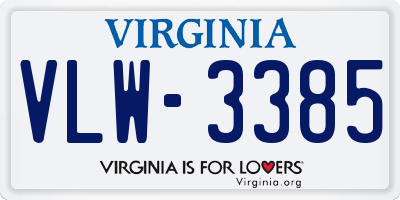 VA license plate VLW3385