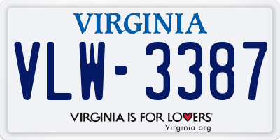 VA license plate VLW3387