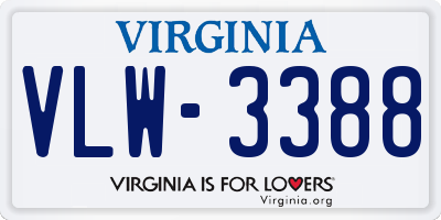 VA license plate VLW3388