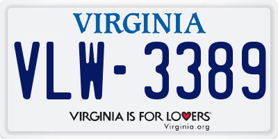 VA license plate VLW3389