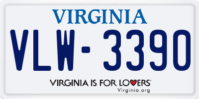 VA license plate VLW3390