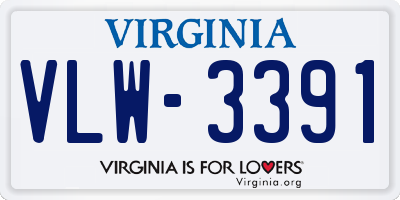 VA license plate VLW3391