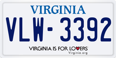 VA license plate VLW3392