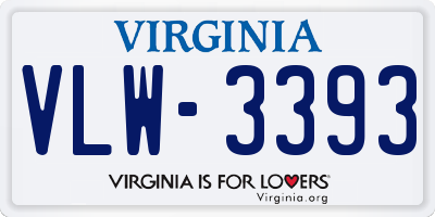 VA license plate VLW3393