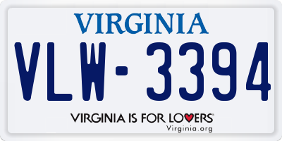 VA license plate VLW3394