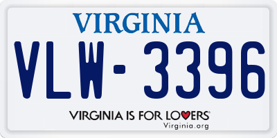 VA license plate VLW3396