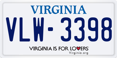 VA license plate VLW3398