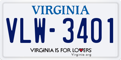 VA license plate VLW3401