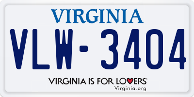 VA license plate VLW3404