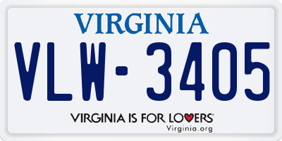 VA license plate VLW3405