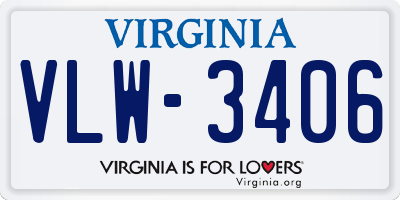 VA license plate VLW3406