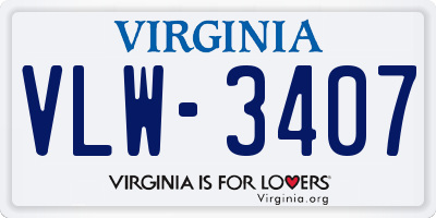 VA license plate VLW3407