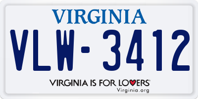 VA license plate VLW3412