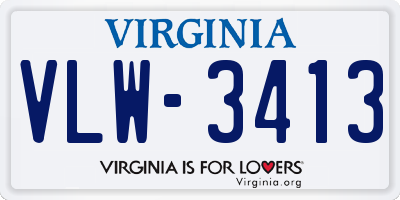 VA license plate VLW3413