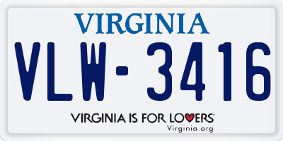 VA license plate VLW3416