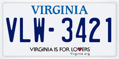 VA license plate VLW3421