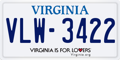 VA license plate VLW3422