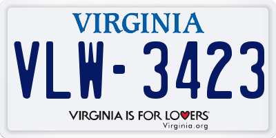 VA license plate VLW3423