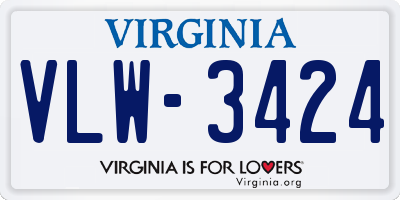 VA license plate VLW3424