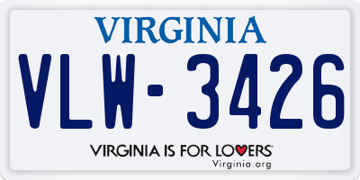 VA license plate VLW3426