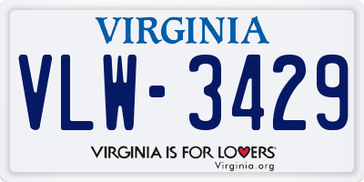 VA license plate VLW3429