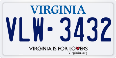 VA license plate VLW3432