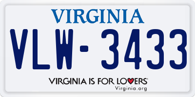 VA license plate VLW3433